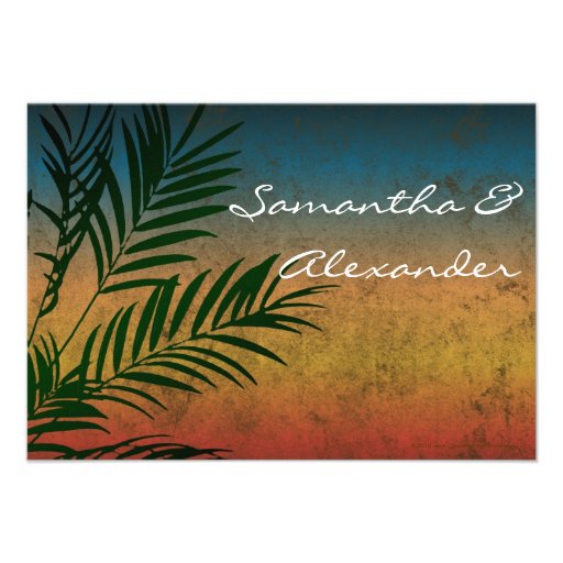 Tropical Sunset Palm Fronds Custom Announcements