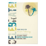 Tropical Sunset Palm Trees Beach Wedding Reception Custom Invite
