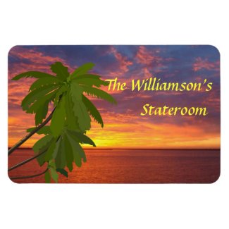 Tropical Sunset Personalzied Cruise Door Marker Rectangular Photo Magnet