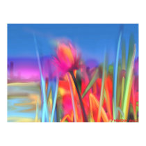Tropical Sunset Water Lilies Poster