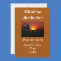 Tropical Sunset Wedding Invitation Card