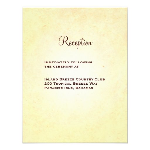 Tropical Sunset Wedding Reception Card