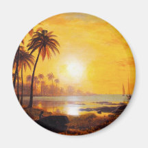Tropical Sunset with Fishing Boats Magnet