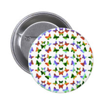 Tropical Swirl Butterfly Pattern Pinback Button