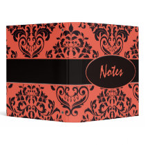 Tropical Tangerine Damask 3 Ring Binder