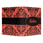 Tropical Tangerine Damask 3 Ring Binder