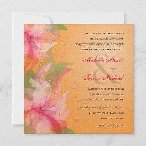 Tropical Tangerine Fuschia Wedding Invitations zazzle invitation