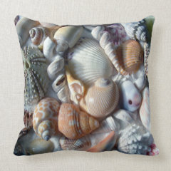 Tropical Themed Seashell Throw Pillow