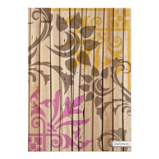 Tropical Tiki Wood Tattoo Couples Shower Invite