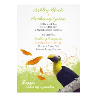 Tropical Toucan Destination Wedding Reception Only Cards