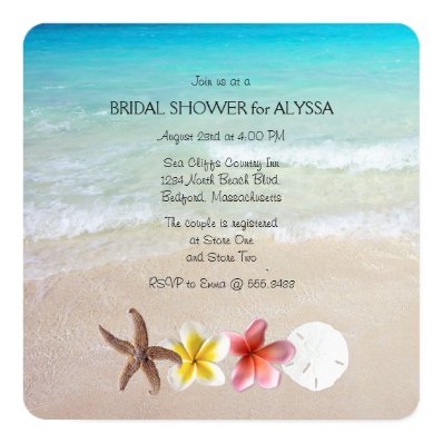 Tropical Turquoise Square Wedding Shower Invites