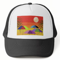 Tropical Umbrella Sunset hats