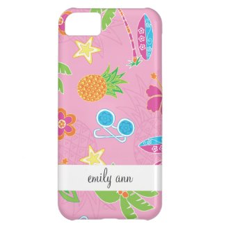Tropical Vacation on Pink Pattern Cover For iPhone 5C