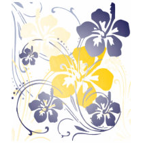 flourish, design, blue, yellow, tropical, t-shirt, shirts, hibiscus, art, flower, flowers, nature, Shirt with custom graphic design