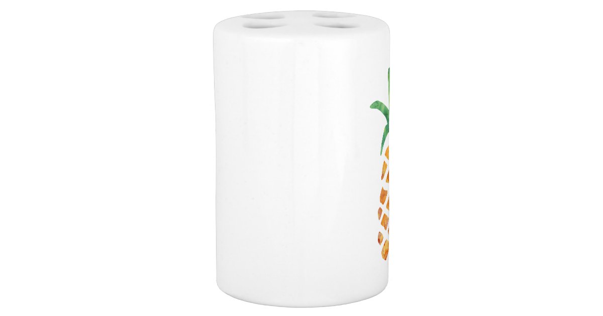 Tropical Watercolor Pineapple Soap Dispenser & Toothbrush Holder Zazzle