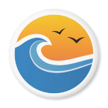 Tropical wave in front of sunrise or sunset magnet
