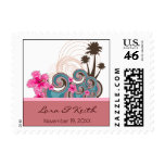 Tropical Waves & Pink Hibiscus Announcement Stamps