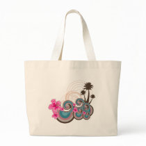 Tropical Waves & Pink Hibiscus Fun Custom Tote Bag
