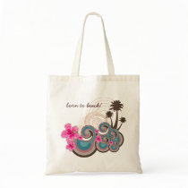 Tropical Waves & Pink Hibiscus Fun Custom Tote Bag