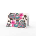 Tropical Waves & Pink Hibiscus Note Card