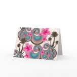 Tropical Waves & Pink Hibiscus Note Card