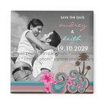 Tropical Waves Pink Hibiscus Save The Date Magnet magnets