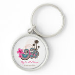 Tropical Waves & Pink Hibiscus Thank You / Gift / keychains