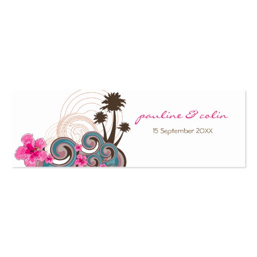 Tropical Waves & Pink Hibiscus Thank You /Gift Tag Business Cards (front side)