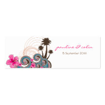 Tropical Waves & Pink Hibiscus Thank You /Gift Tag Business Cards
