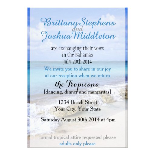 Tropical Wedding Doing it in the Bahamas Invitatio Invitations