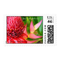 Tropical Wedding Ginger Heliconia Custom Stamp