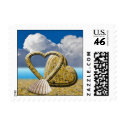 Tropical Wedding Hearts Postage Stamp stamp
