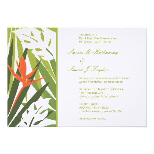 Tropical Wedding Invitation - Green and Orange