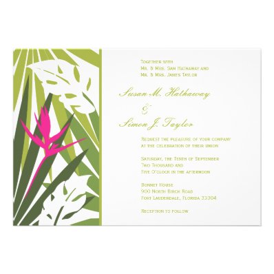 Tropical Wedding Invitation - Green and Pink
