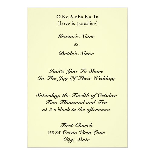 TROPICAL WEDDING INVITATION LEI MARRIAGE CEREMONY