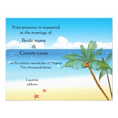 Tropical Wedding Invitations or beach party