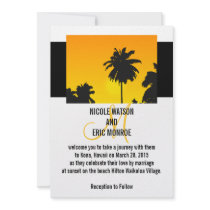 Tropical Wedding Invitations Palm Trees Monogram