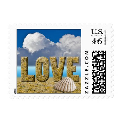 Tropical Wedding Love Postage Stamp