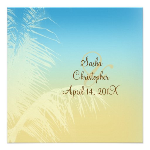 Tropical Wedding/palm silhouette Announcement