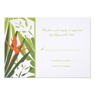 Tropical Wedding RSVP Card  |  Green and Orange Announcements