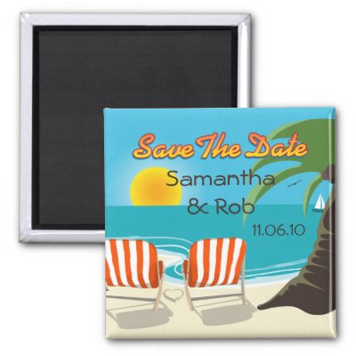 Tropical Wedding Save The Date Magnet by pinkinkart
