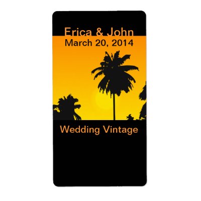 Tropical Wedding Wine Labels Labels Palm Trees