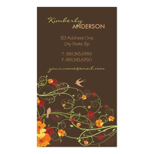 Tropical Yellow Hibiscus Floral Swirls Swallows Business Card Templates