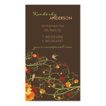 Tropical Yellow Hibiscus Floral Swirls Swallows Business Card Templates