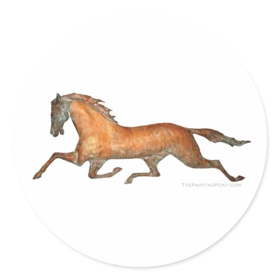 Trotting Horse Round Stickers by PaintingPony