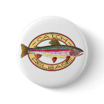 Trout Catch & Release Fishing Pinback Button