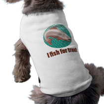 trout fish jumping halftone dots dog tshirt
