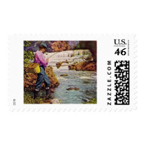 Trout Fishing below the Falls postage