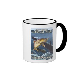 Trout Fishing Cross-Section 4 Mugs