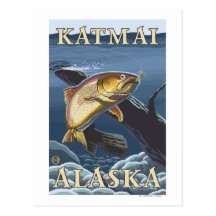 Trout Fishing Cross-Section - Katmai, Alaska Post Cards
